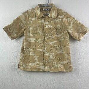 KITH Kids Safari Hawaiian Shirt Boys M 8 Tan Jungle Print Button Up Short Sleeve